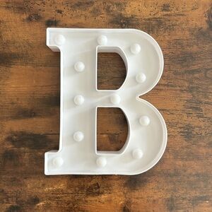 Light up letter ‘B’ with lights. Decor
